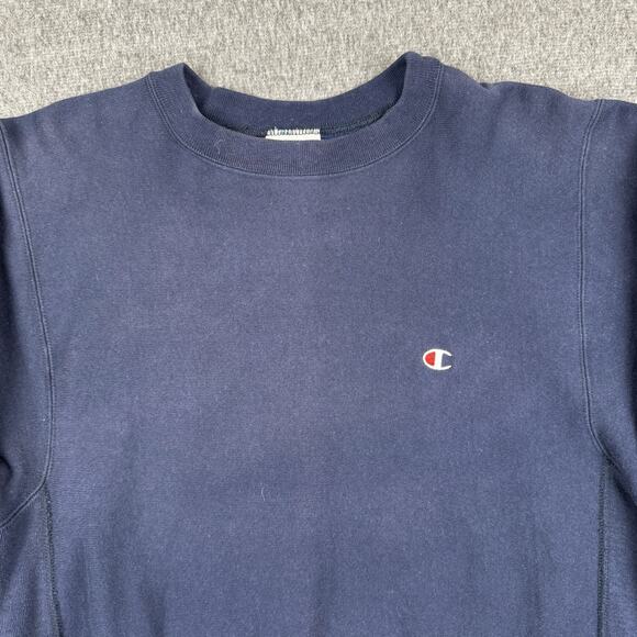 Vintage Champion Sweatshirt Men’s M Blue Reverse Weave Warm Up Blank USA 80s - Picture 3 of 8